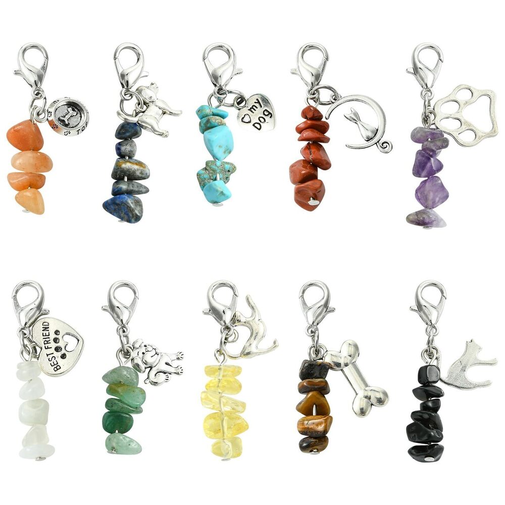 3162 40 pcs 10 Styles Pet Theme Alloy Clip on Charms Cat Dog Paw Cartoon